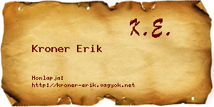 Kroner Erik névjegykártya